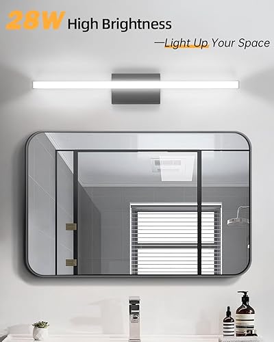 Miniatura 4 de Barra de luz LED moderna de 30 pulgadas, 28 W, 2400 lúmenes, 5CCT, regulable, para baño, sobre espejo, con certificación ETL, color negro mate RA85
