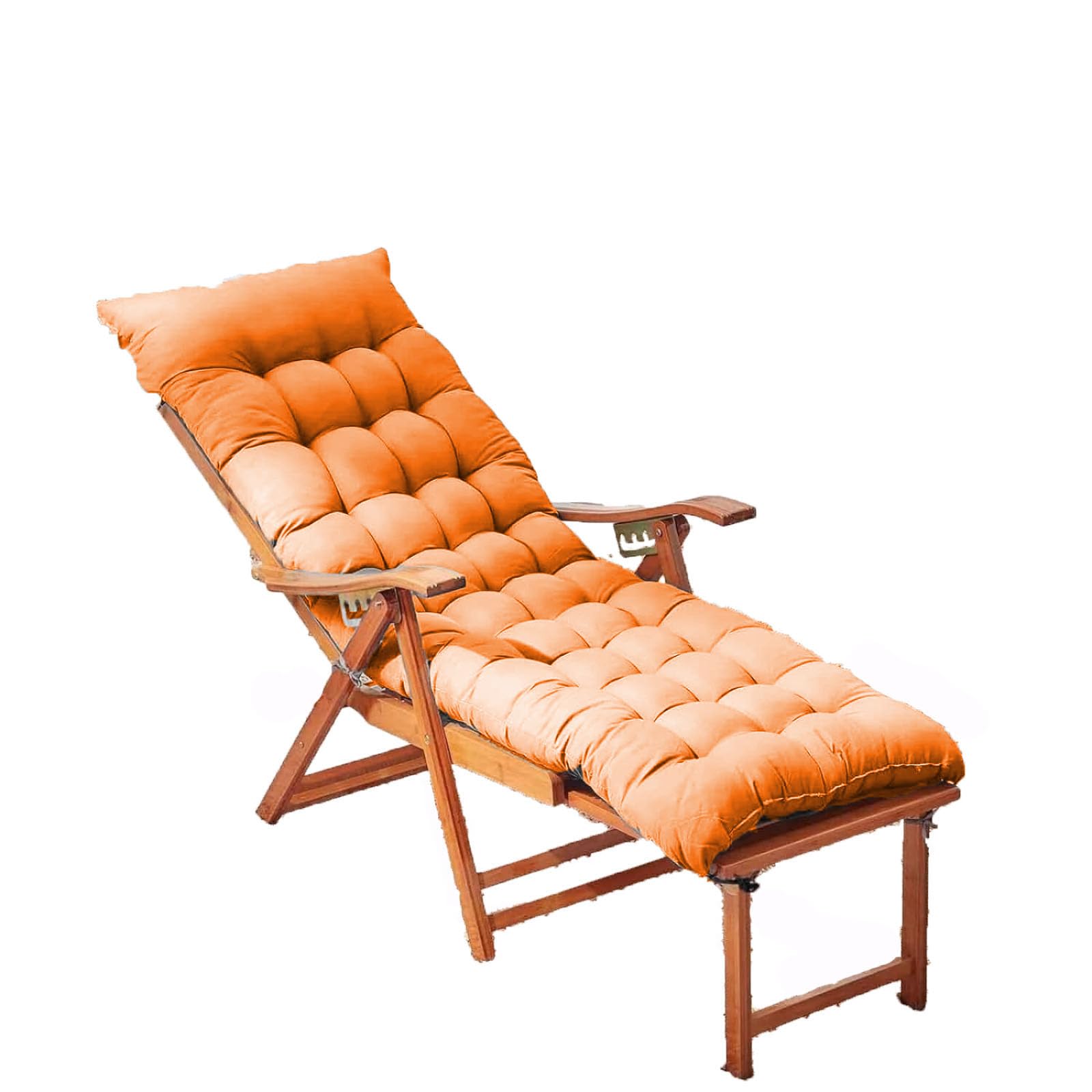 KYMMPL Soft Sun Lounger Cushions Pad with Straps Anti-Slip Sunbed Cushion for Indoor Outdoor Lounge Chair Cushions for Outside Swing Rocking Chair (Orange,155 * 50)