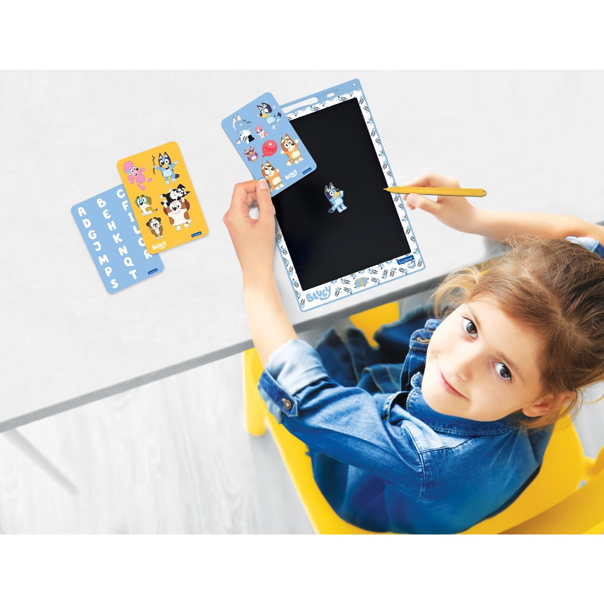 LEXIBOOK, 28cm Multicolor E-Ink Drawing Tablet with Bluey Stencils, Blue, CRT10BYLXB - Image 3