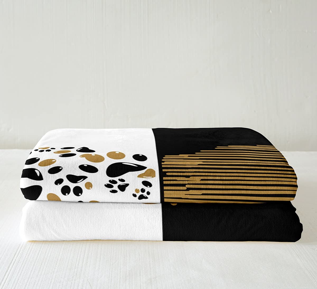 Loussiesd Du und Ich Decke 150x200cm Golden Schwarz Heart Kuscheldecke für Liebespaar Männer Frauen Romantik Wohndecke Valentinstag Schwarz Weiß Zimmerdekoration Flanell Fleecedecke