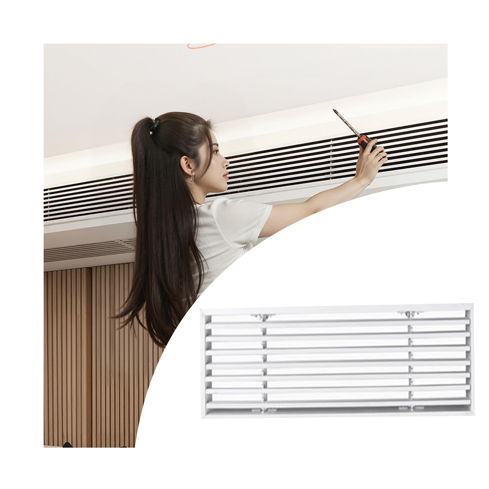 Grille d'aération rectangulaire réglable en plastique 90 x 10 cm pour grenier, salles de bains et garages, installation facile, persiennes durables pour une circulation d'air efficace