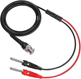 JUUTQA P1008A BNC to Dual 4MM Stackable Banana Plug Test Lead Probe BNC Cable for Oscilloscope Signal Generator 120CM