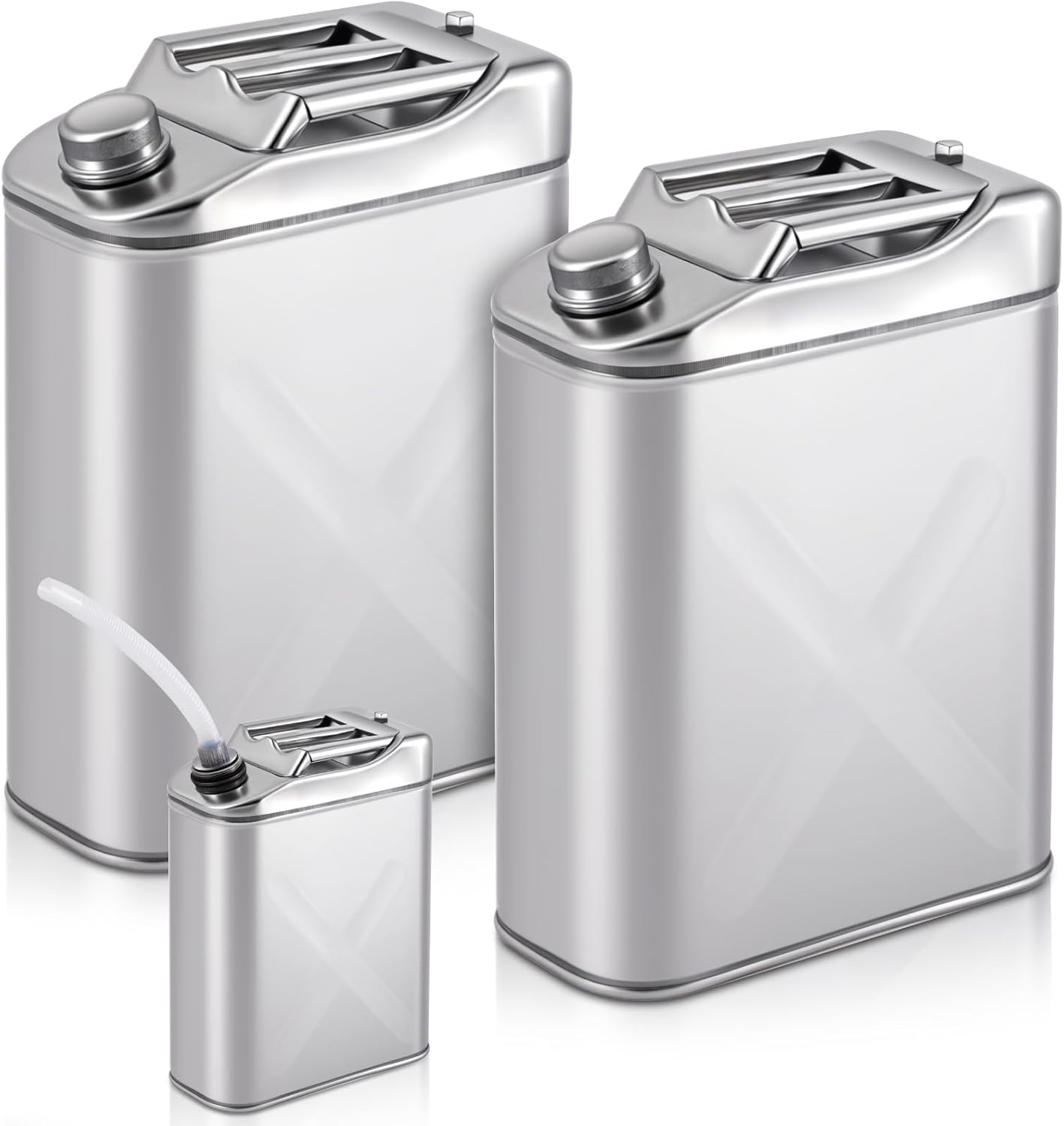 Blulu 2 Pack 5 Gallon Water Jug, 304 Stainless Steel Water Container Storage Can 20 L Portable Leak Proof Drinking Jug with Scientific Spout for Camping Outdoor Emergency Storage