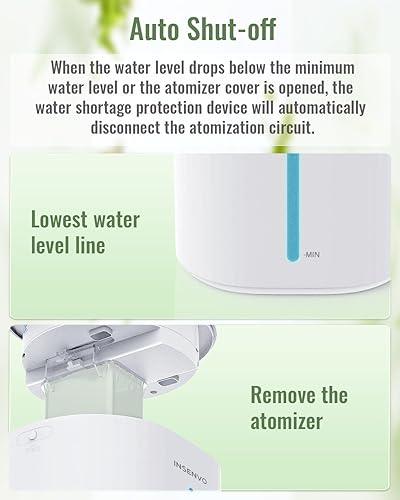 Miniatura 4 de INSENVO Humidificador de habitación para dormitorio, humidificador de aire de niebla fría ultra silencioso de 1.66 galones para bebé y hogar, con