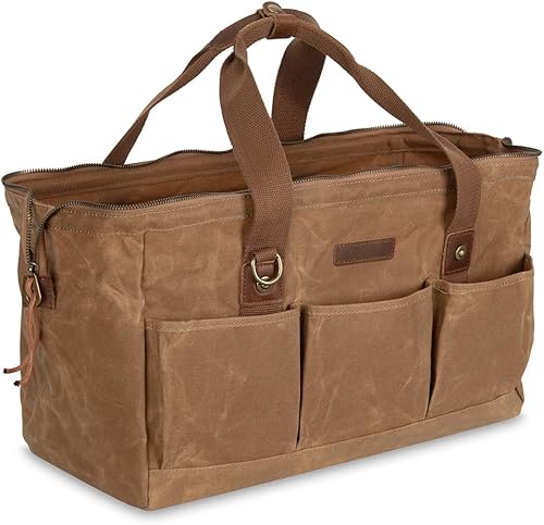 Miniatura 2 de Bolsa de herramientas resistente de 18 pulgadas con 12 bolsillos, organizador de herramientas grande con cremallera, caja de herramientas vacía
