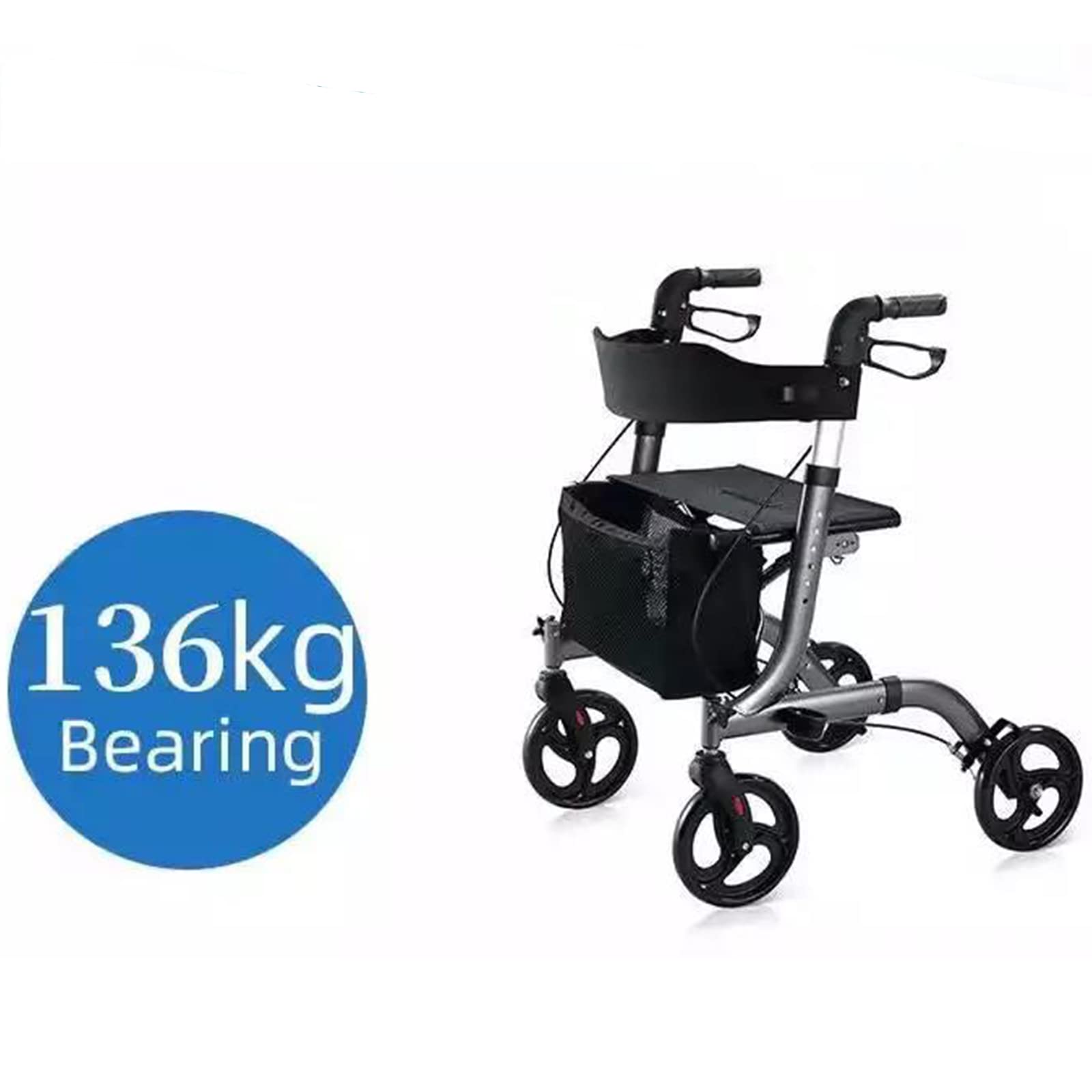 Rollator Walkers Rollator Walker für Senioren, leichte Mobilitäts-Gehhilfe mit Sitz, Gehhilfe mit Sitz, zusammenklappbarer Transportrollstuhl Rollator(