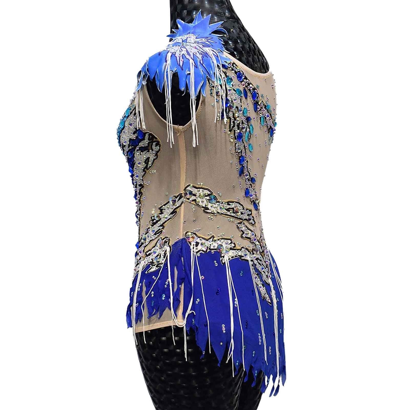 Maillot de gimnasia rítmica for niñas, sin mangas, estampado, for danza de ballet, con brillantes diamantes de imitación