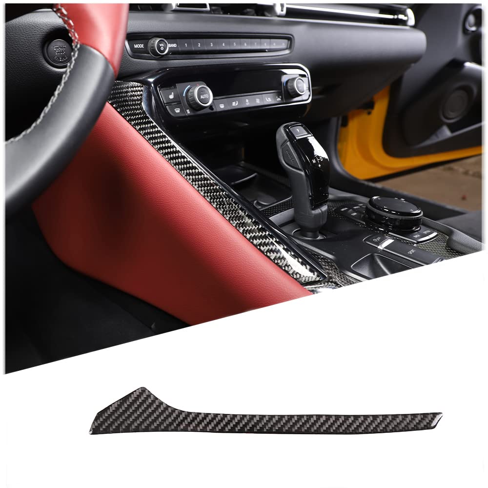 Soft Carbon Fiber Gear Shift Left Trim Strip Compatible with Toyota Supra GR A90 A91 MK5 2019-2026, Center Console Gear Shift Decorative Strip Accessories (Black)