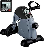 Mini bicicleta ergométrica, AGM sob a mesa, pedal, exercitador de pé e braço e perna com telas LCD