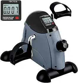 Mini bicicleta ergométrica, AGM sob a mesa, pedal, exercitador de pé e braço e perna com telas LCD