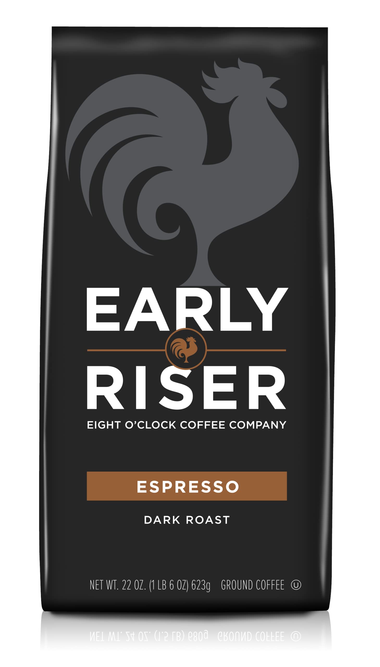 Eight O'Clock Coffee Early Riser Espresso Ground Coffee, Dark Roast, 1.4 Pound (Pack of 1)