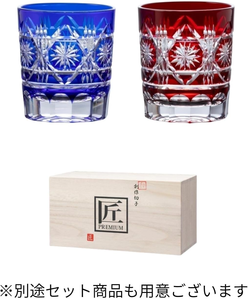 TOFUKUトレーディング 創作 切子 グラス 匠仕上げ Premium ガラス細工 バロン ブルー &phi;90&times;Ｈ78ｍｍ 240ｃｃ