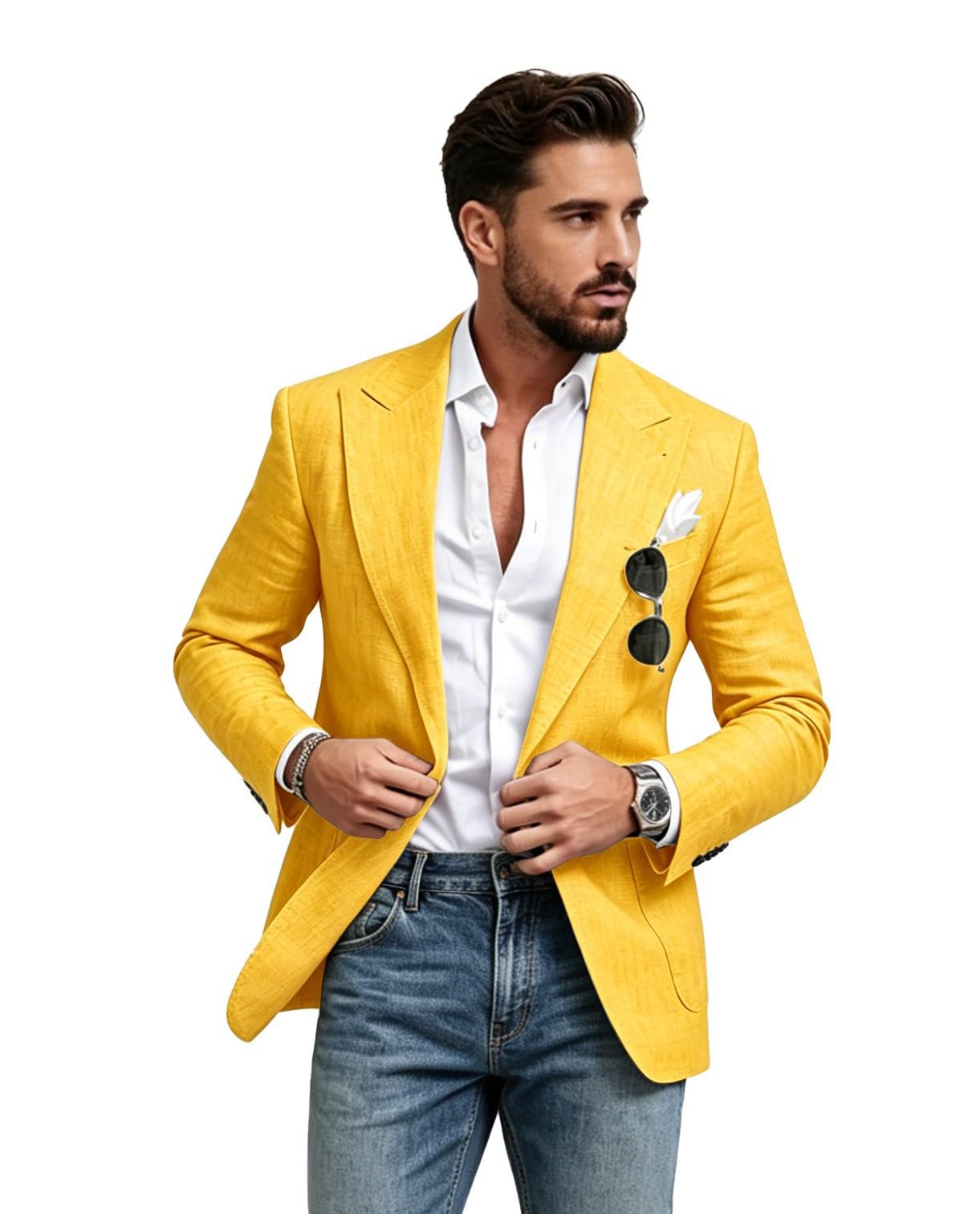 Giacca da uomo casual in lino leggera, giacca sportiva foderata con 2 bottoni, giacche estive per matrimoni