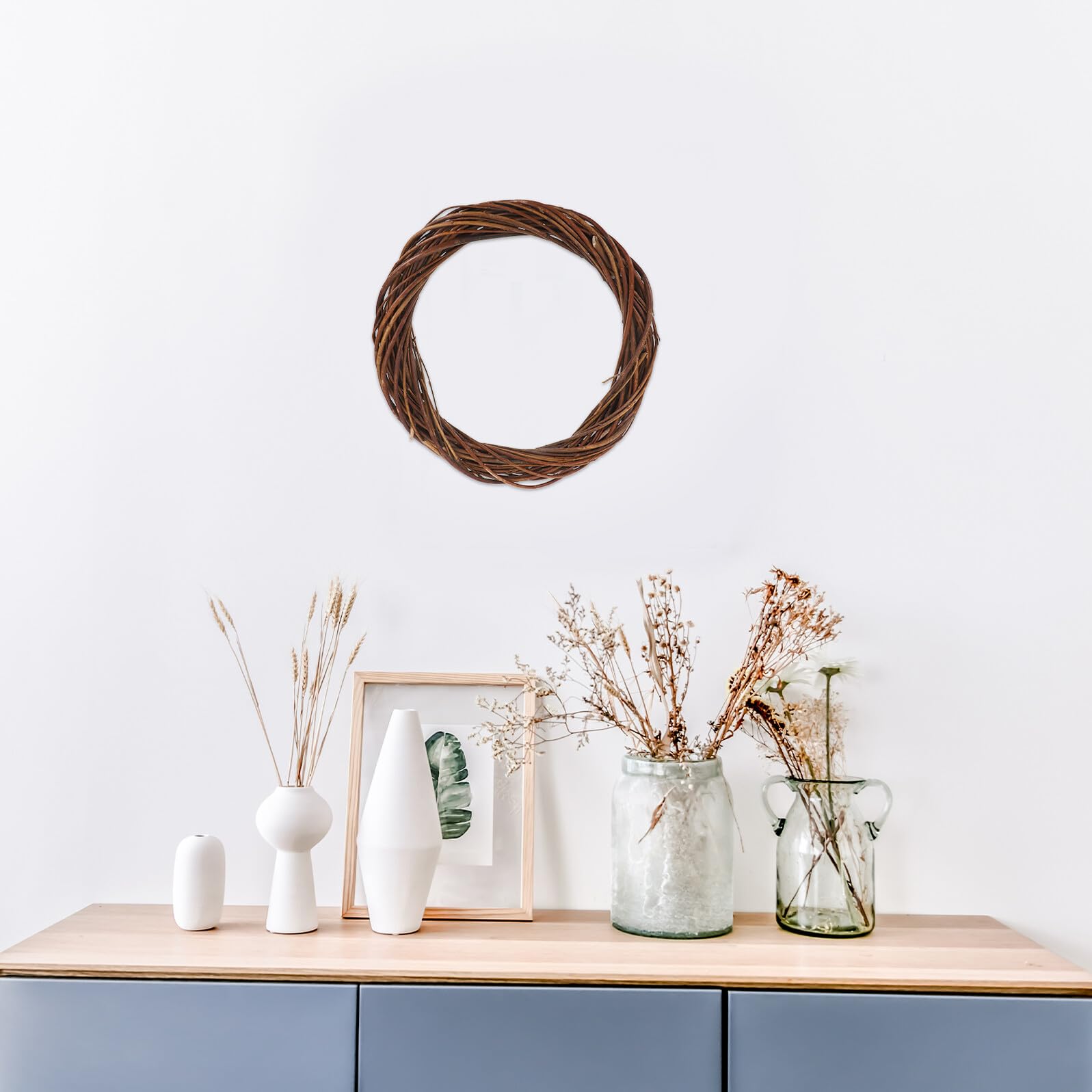 TOPBATHY 3 Stück Kleiner Rebenkränze aus Rattan 30cm Runde Kränze mit Stabilem Rahmen für Langlebige Weihnachts und Hochzeitsdekoration Natürliche Zweigkunst für Festliche Partydeko