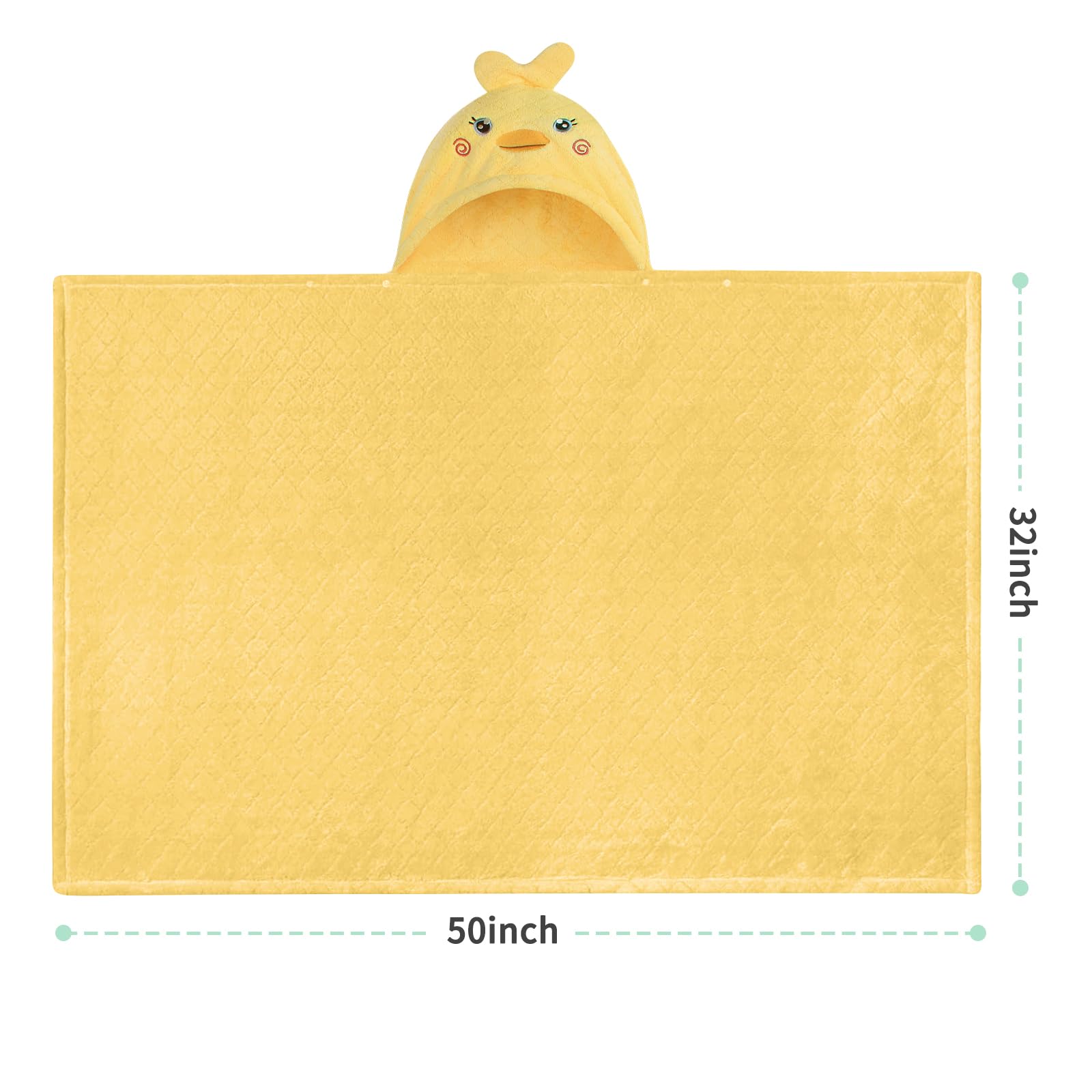 Toallas de baño con capucha para niños pequeños de 0 a 5 años, paquete de 2 toallas suaves y absorbentes con capucha para bebé, toalla de playa grande y gruesa de 50 x 32 pulgadas (rana y pato)