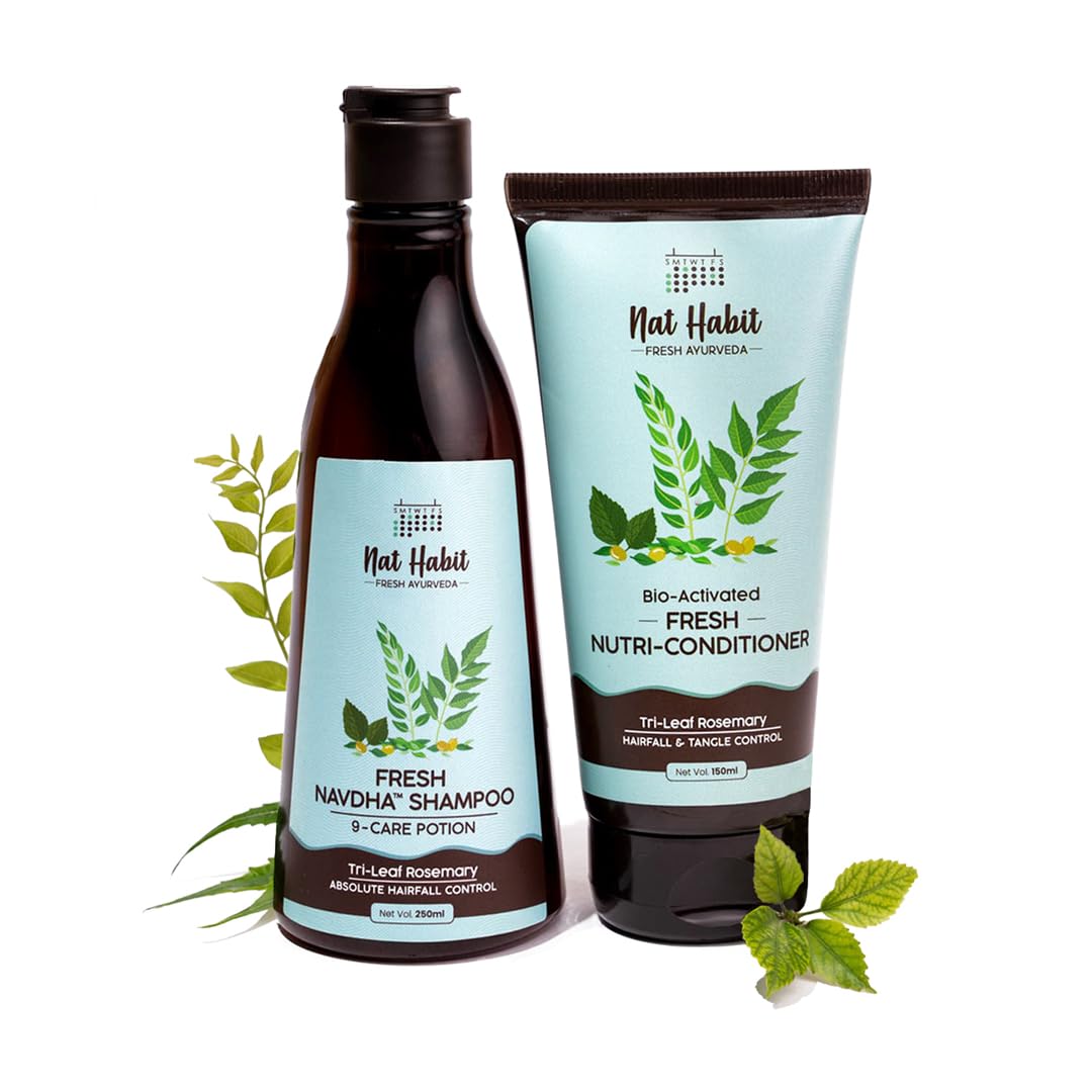 Nat Habit Trileaf Rosemary Shampoo & Conditioner Combo|Herbal Shampoo for Dry Frizzy & Damaged Hair, Hair Fall | Amla Reetha Shikakai| Sulphate Free Nat Habit Trileaf Rosemary Shampoo & Conditioner Combo|Herbal Shampoo for Dry Frizzy & Damaged Hair, Hair Fall | Amla Reetha Shikakai| Sulphate Free