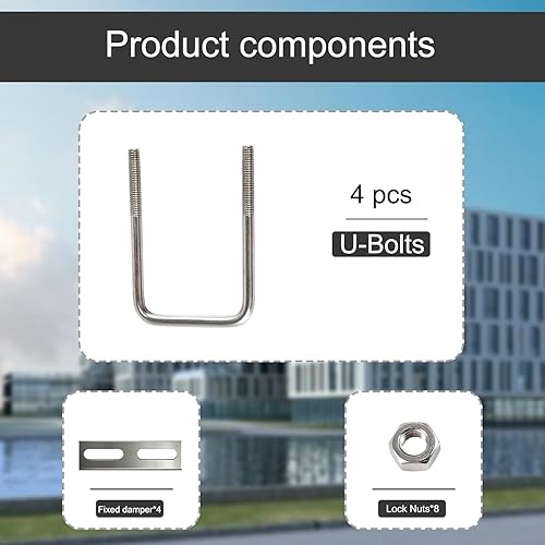 Miniatura 6 de Aopin Perno en U de acero inoxidable 18-8 de 516 pulgadas de profundidad x 2 pulgadas de ancho x 4 pulgadas de largo, perno en U de repuesto para