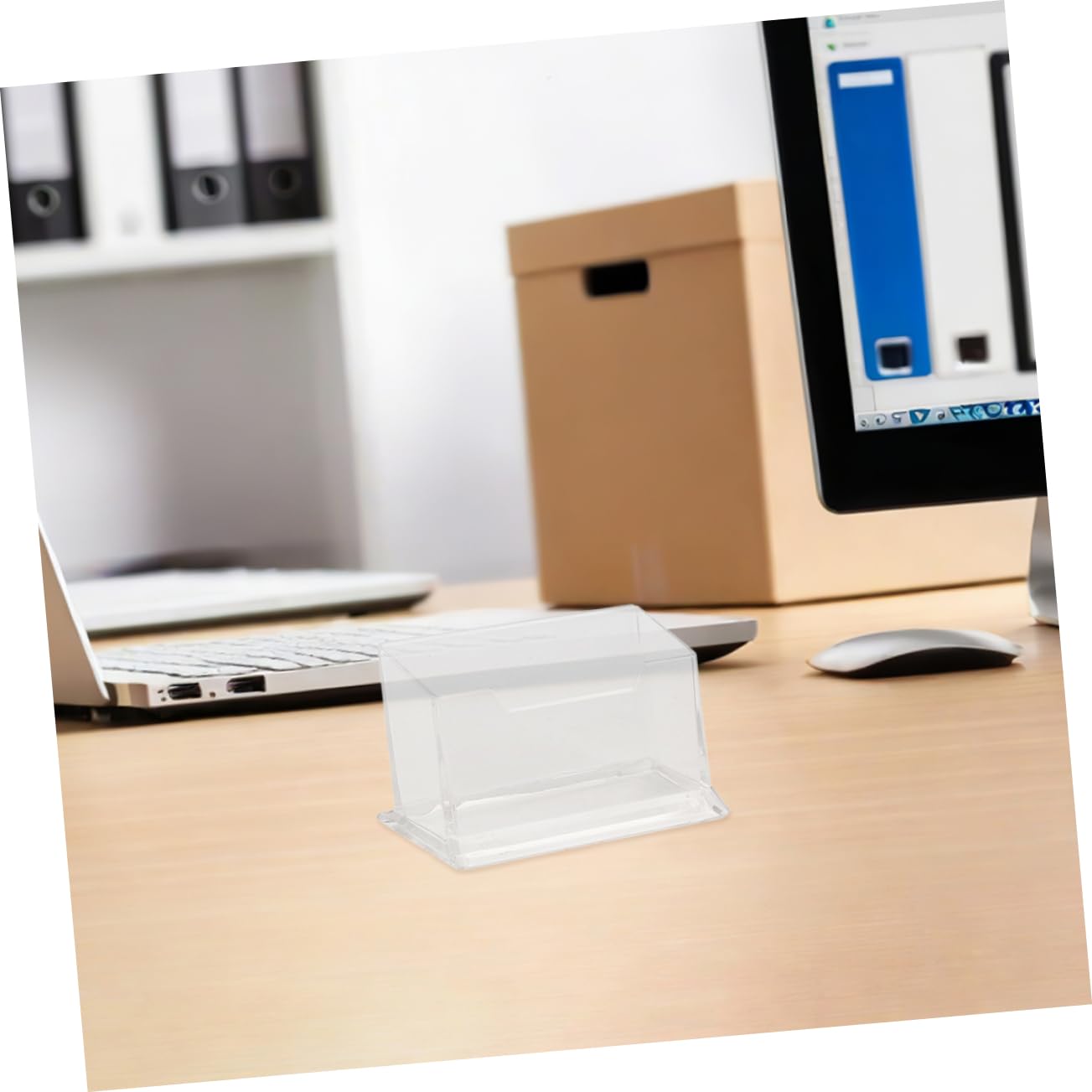Tarjetero de Oficina Transparente Abs 10 Piezas para Escritorio | Diseño Minimalista, Fácil Mantenimiento, Uso en Espacios Profesionales, Soporte de Mesa para Tarjetas