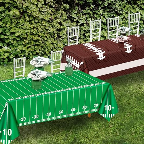 2 Pack Football Tablecloth - Football Party Decorations, Plastic Footballs Table Cover, Disposable Rectangle Table Cloth for Footballs Party Supplies, Tailgate Tables Decor Favors, 54 x 108 Inch - Image 3