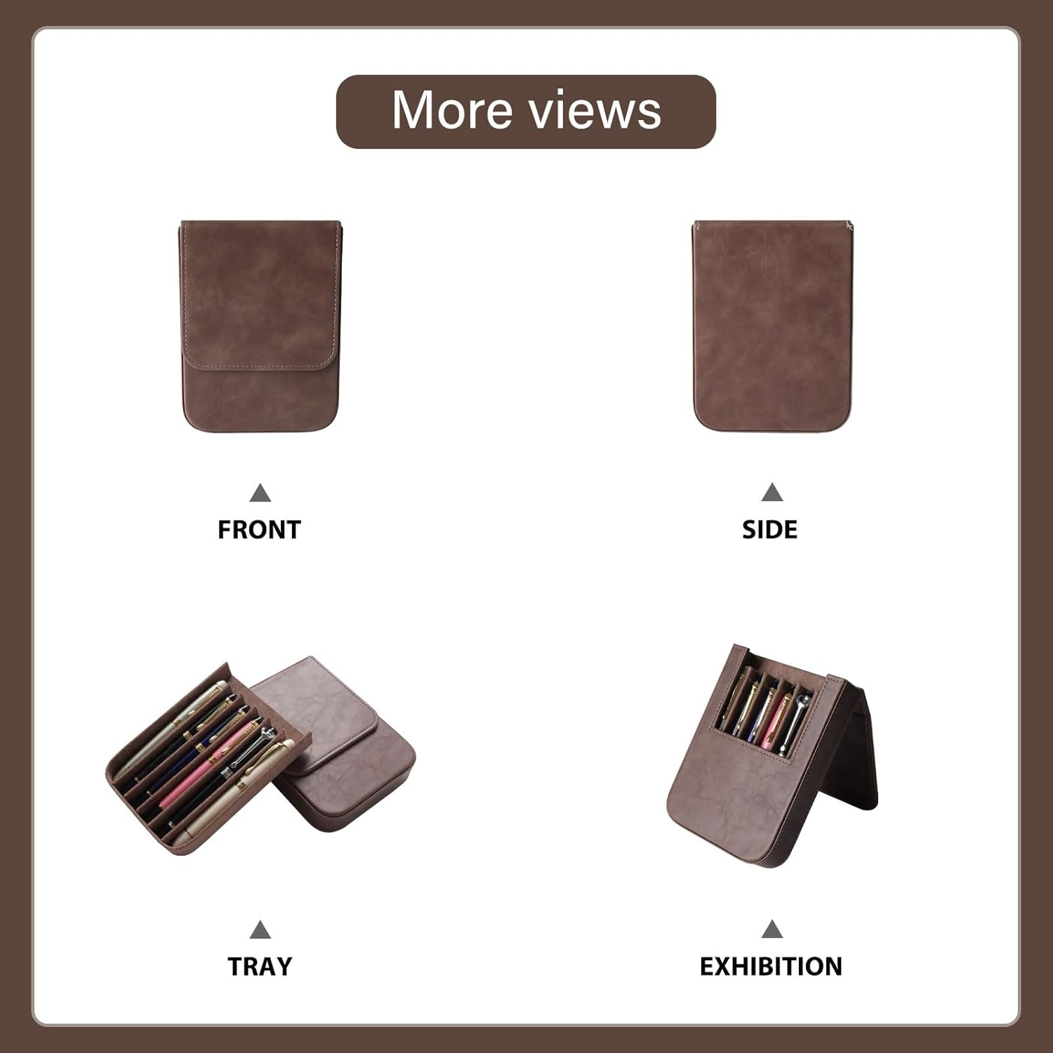 6 Slot Fountain Pen Case, Handmade Magnetic,Christmas Gift (gray) image 5