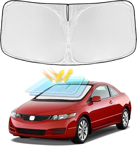 Miniatura 104 de Parasol de 4 capas para parabrisas, ajuste personalizado, tela 240T, parasol retráctil que bloquea los rayos ultravioletas, accesorios para automóvil