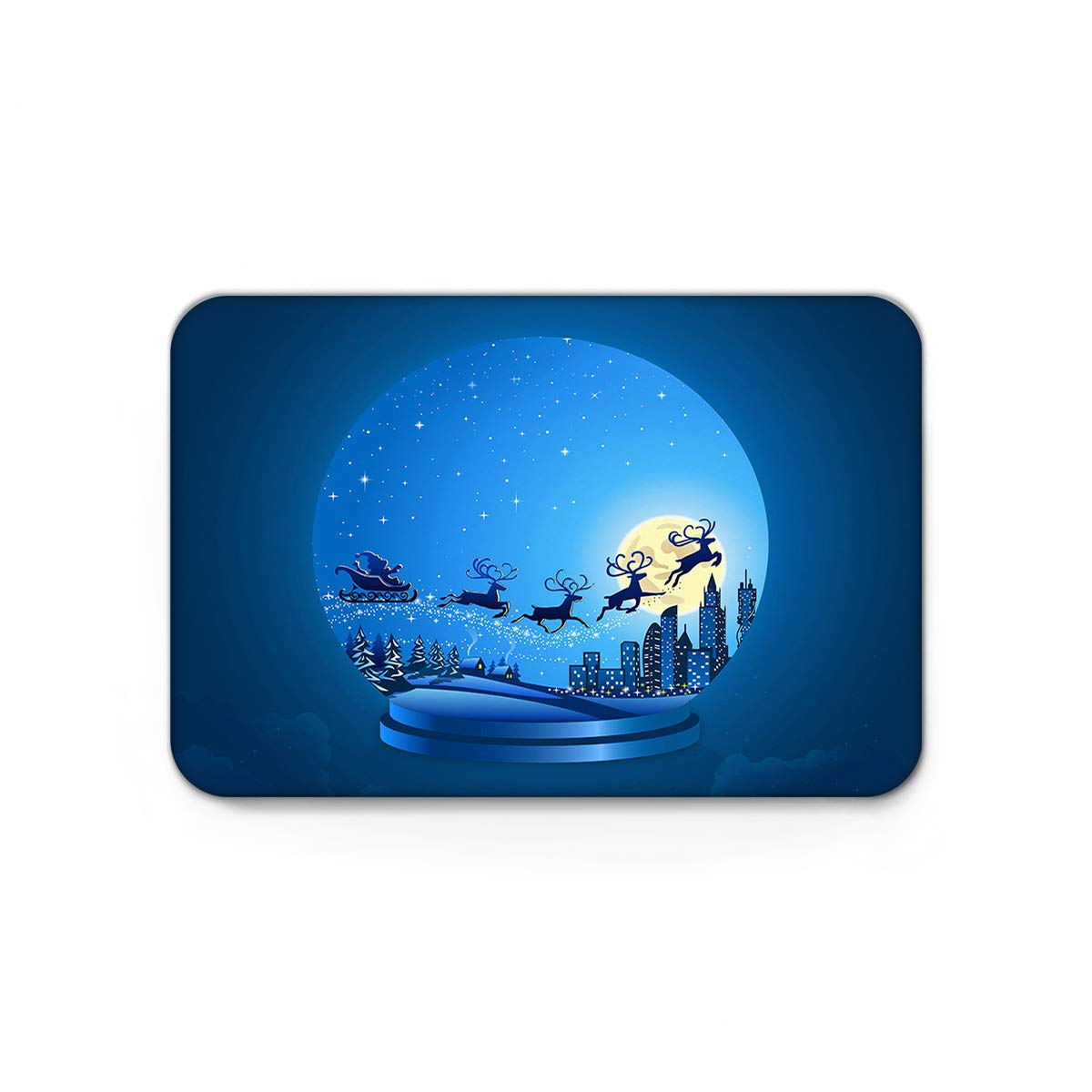 Indoor Doormat for Front Door Entry Way Fantasy Santa City in The Crystal Ball Door Mats Shoes Scraper Dirt Debris Mud Trapper Patio Rugs Low Profile Washable Carpet 20" x 31.5"