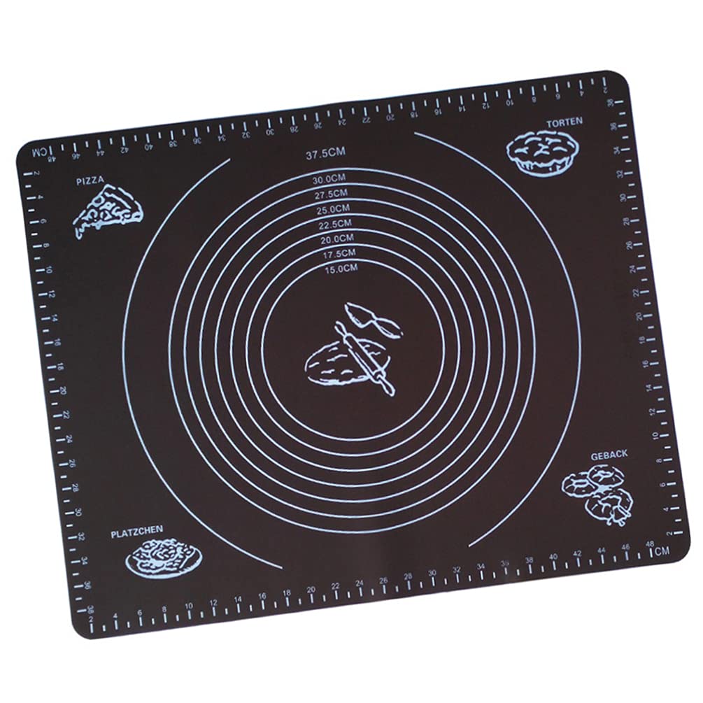 Kichvoe 2 Stück Große Silikon Backmatte 50x40cm mit Zentraler Maßskala Antihaftbeschichtet und Rutschfest zum Ausrollen von Teig für Pizza und Pasta