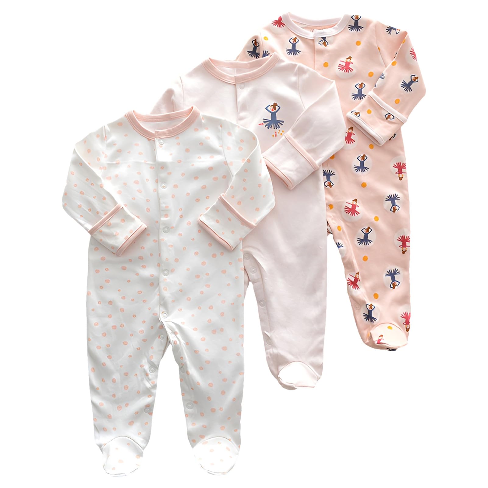 amropi Baby Mädchen Schlafstrampler 3er Pack Jungen Pyjamas Baumwolle Overalls Strampler für 0-12 Monate
