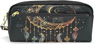 ALAZA Rtro Dreamcatcher Design Bundle Moon Pencil Pen Case Pouch Bag with Zipper for Travel,Small Cosmetic Bag