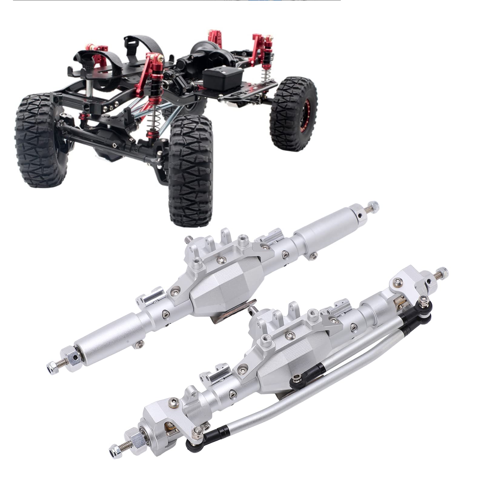 części do modernizacji samochodu RC ze stopu aluminium RC przednia oś tylna ramię napędowe dla Axial SCX10 II 90046 90047 (Silver)