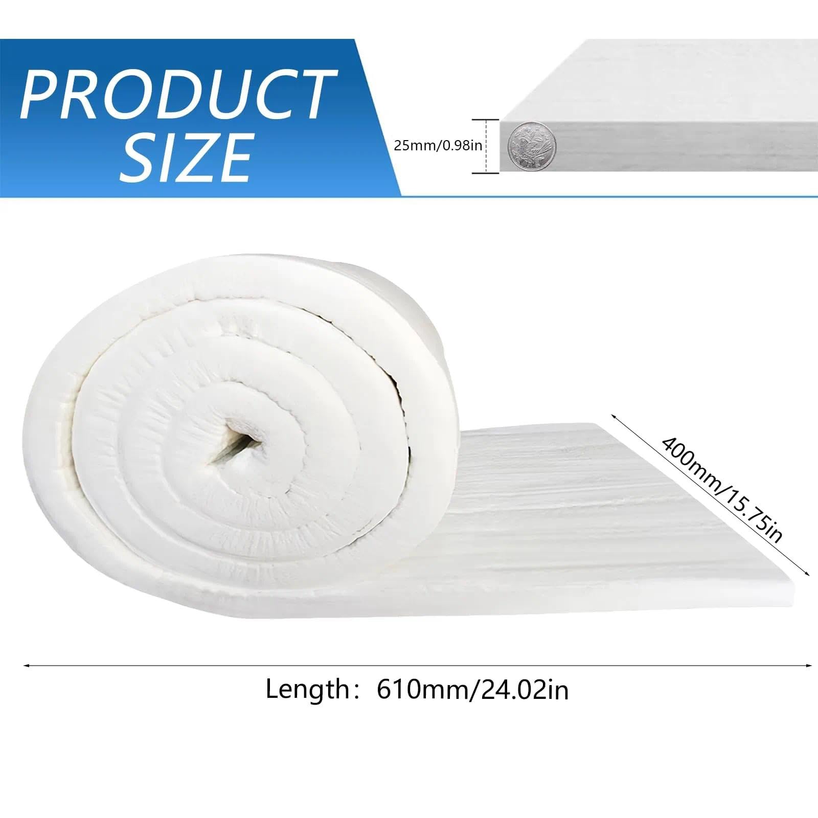 Lot de 2 tapis isolants en fibre de céramique - 610 x 400 x 25 mm -