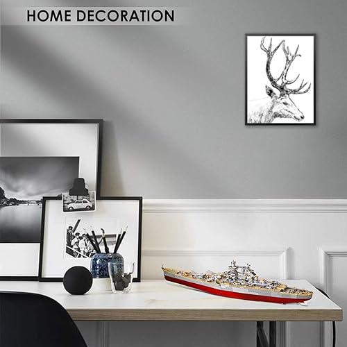 Miniatura 5 de Piececool Rompecabezas de metal 3D para adultos, kits de modelos de acorazado Richelieu, modelos de guerra militares, kit de construcción de naves