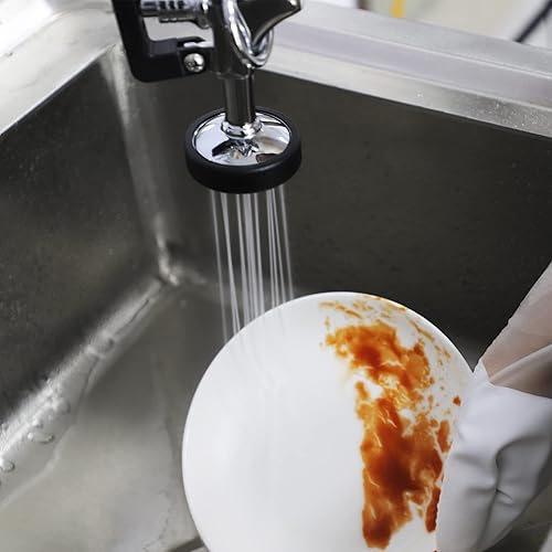 Miniatura 5 de Grifo comercial con pulverizador, montaje en cubierta, 40 pulgadas de altura, latón, grifo de restaurante con manguera flexible de acero inoxidable