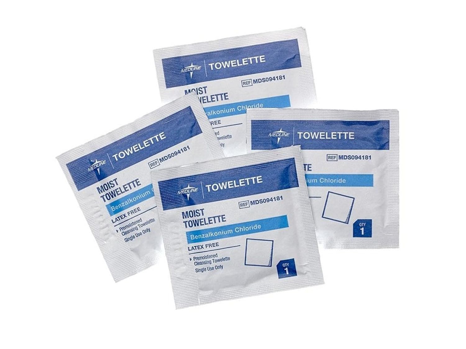 Medline Alcohol-Free Moist Towelette, Latex-Free, 100 Count (Pack of 10)