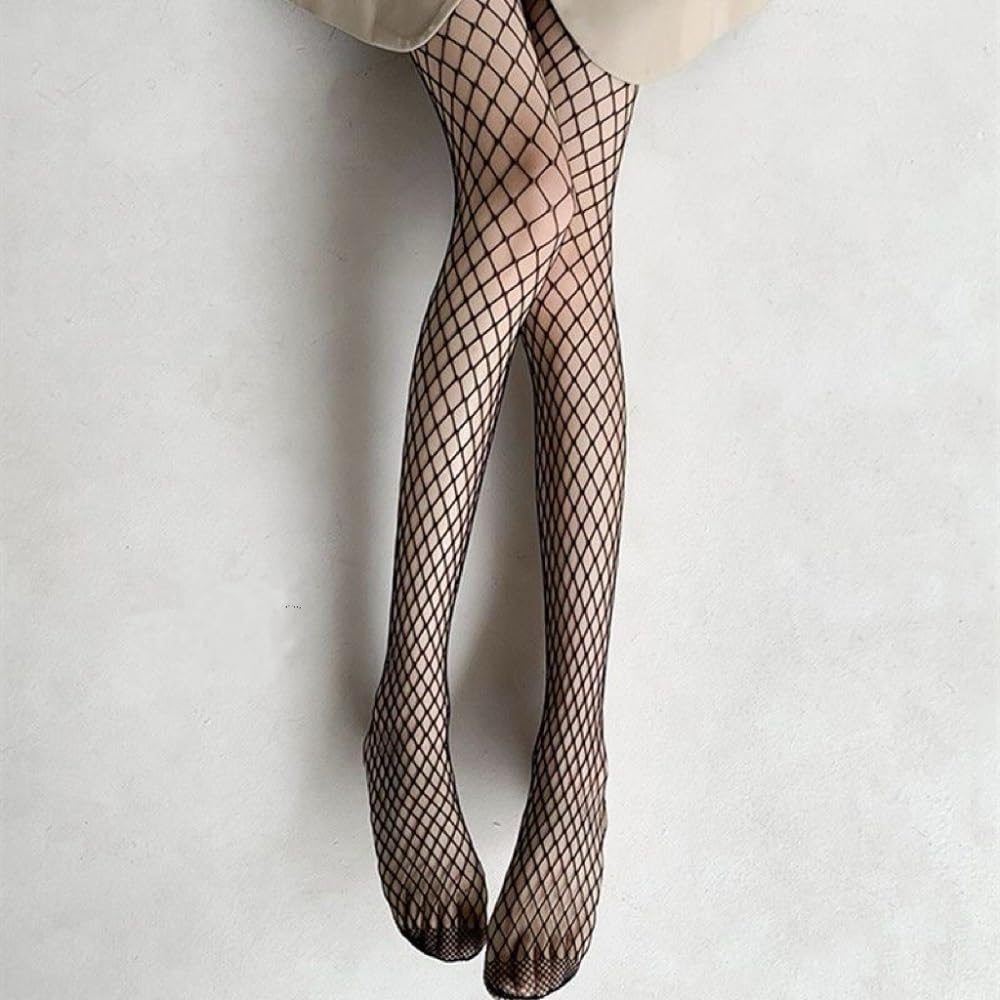 Sufune Collant a Rete Nero, Fishnet Stockings a Vita Alta per Donna, Calze da Pesca