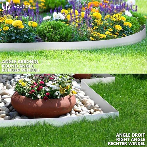 VOUNOT® Rasenkante verzinkt Metall 10m, verzinkt Beeteinfassung Beetumrandung Mähkante, Länge 100cm Höhe 18cm, 10 Stück