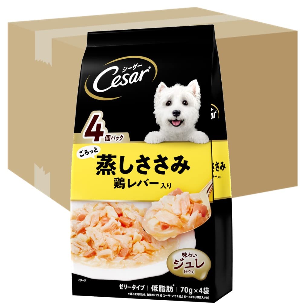 【7種/70個】シーザー　犬用ウェットフード　大容量 Amazon | シーザー パウチ 成犬用 70g×144袋(4袋入り×36パック) ごろっ