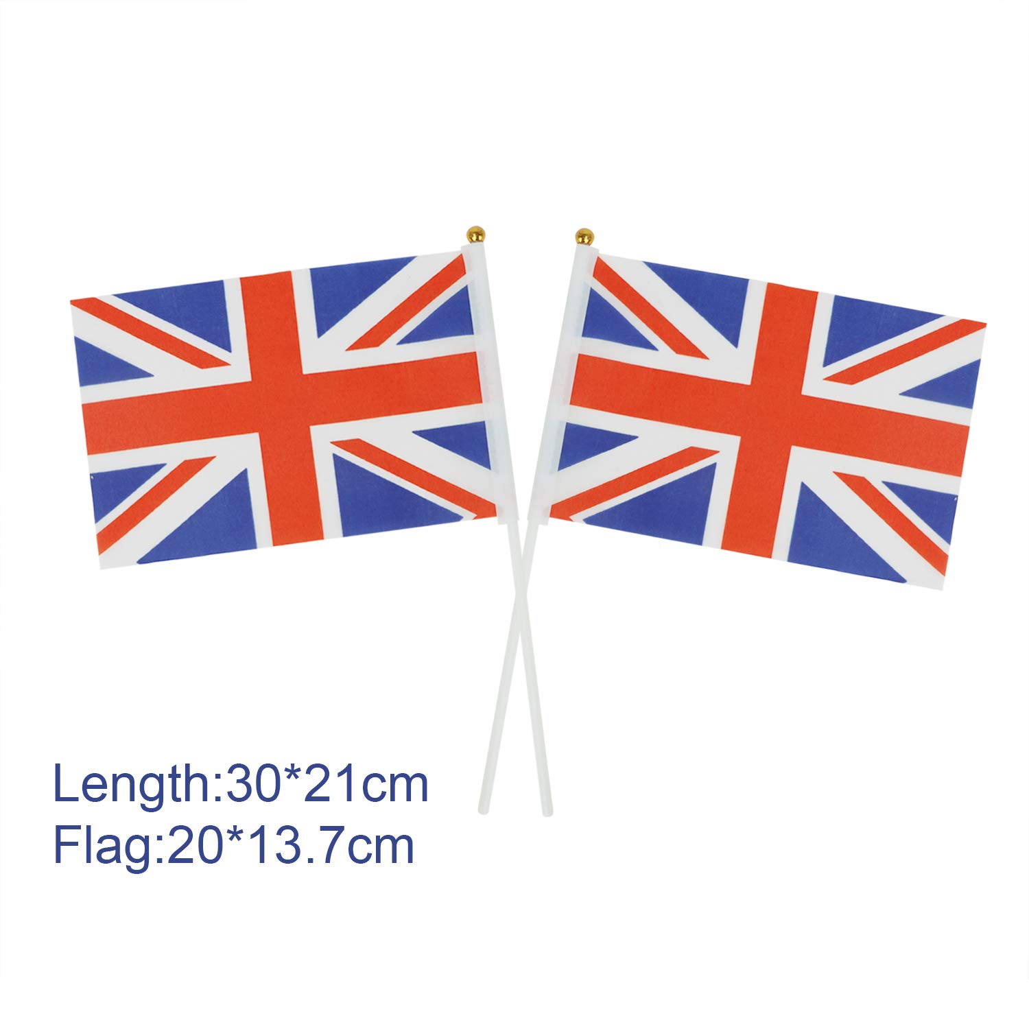 Veemoon Bandiere a mano con bastoncini, bandiera britannica Union Jack, 50 pezzi, bandiera inglese con bandiera inglese della Gran Bretagna, per eventi sportivi