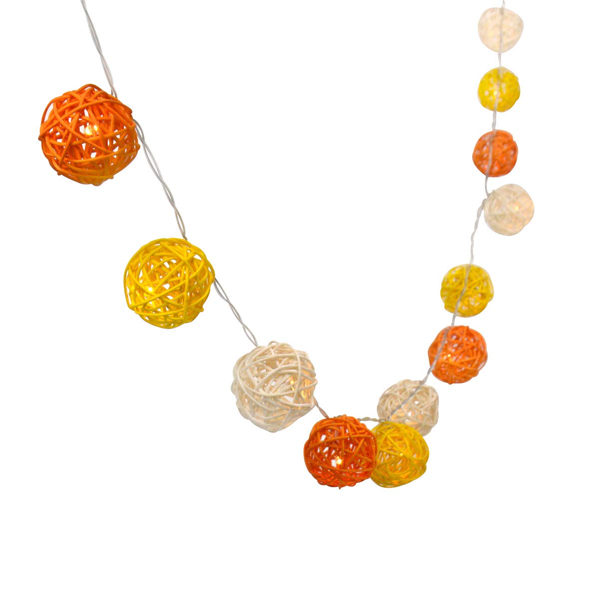 Gardeningwill 4M 40LED Yellow Orange Battery Operated Rattan Ball LED String Fairy Light