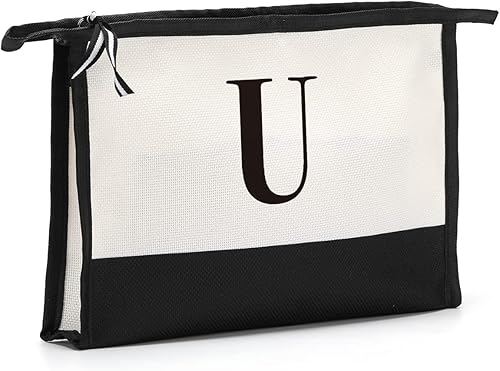 HODREU Regalo personalizado con logotipo en la inicial de la bolsa de maquillaje, bolsa de maquillaje de viaje, bolsa de maquillaje, Blanco21 disponible en Yaxa Colombia
