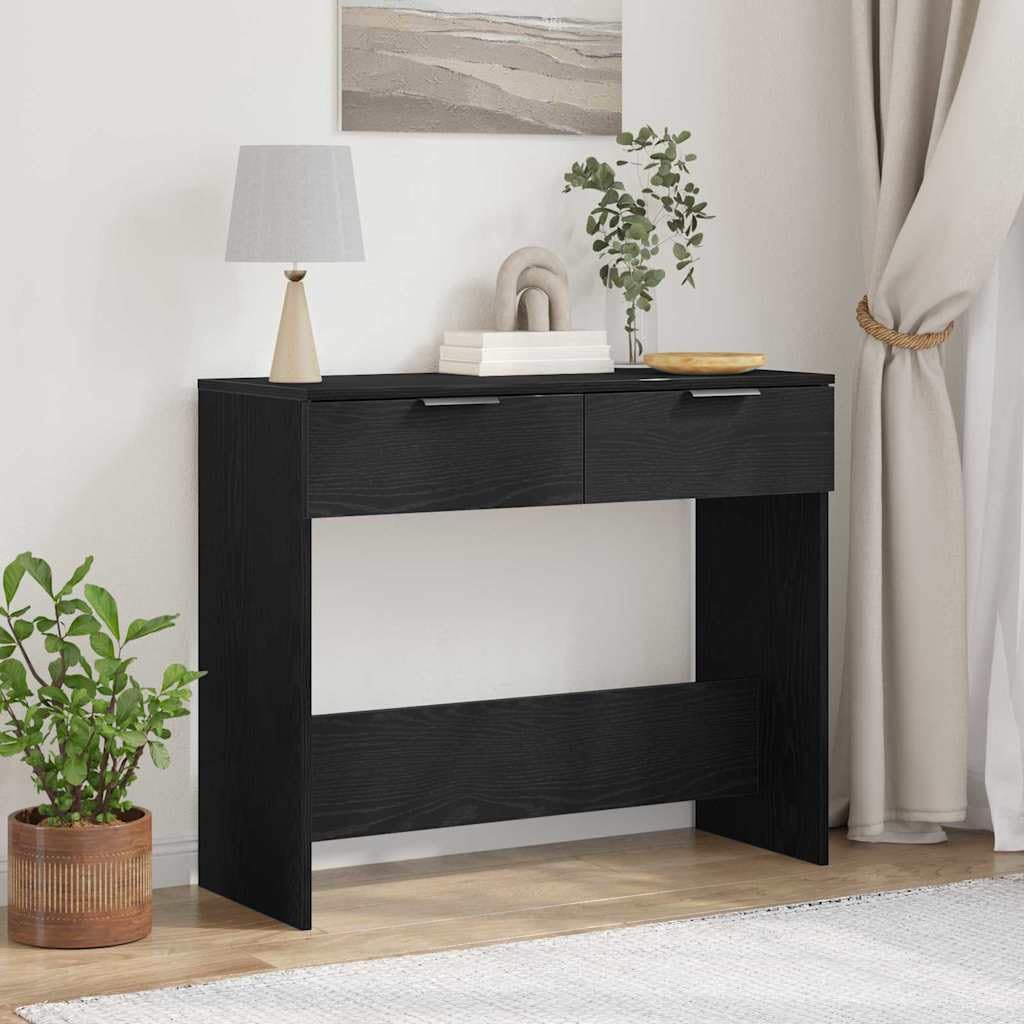 SXZenSpace Console Table Black Oak 30 x 36 75 cm Engineered Wood Hallway with Drawer Modern Slim Side for Living Room Corridor or Bedroom