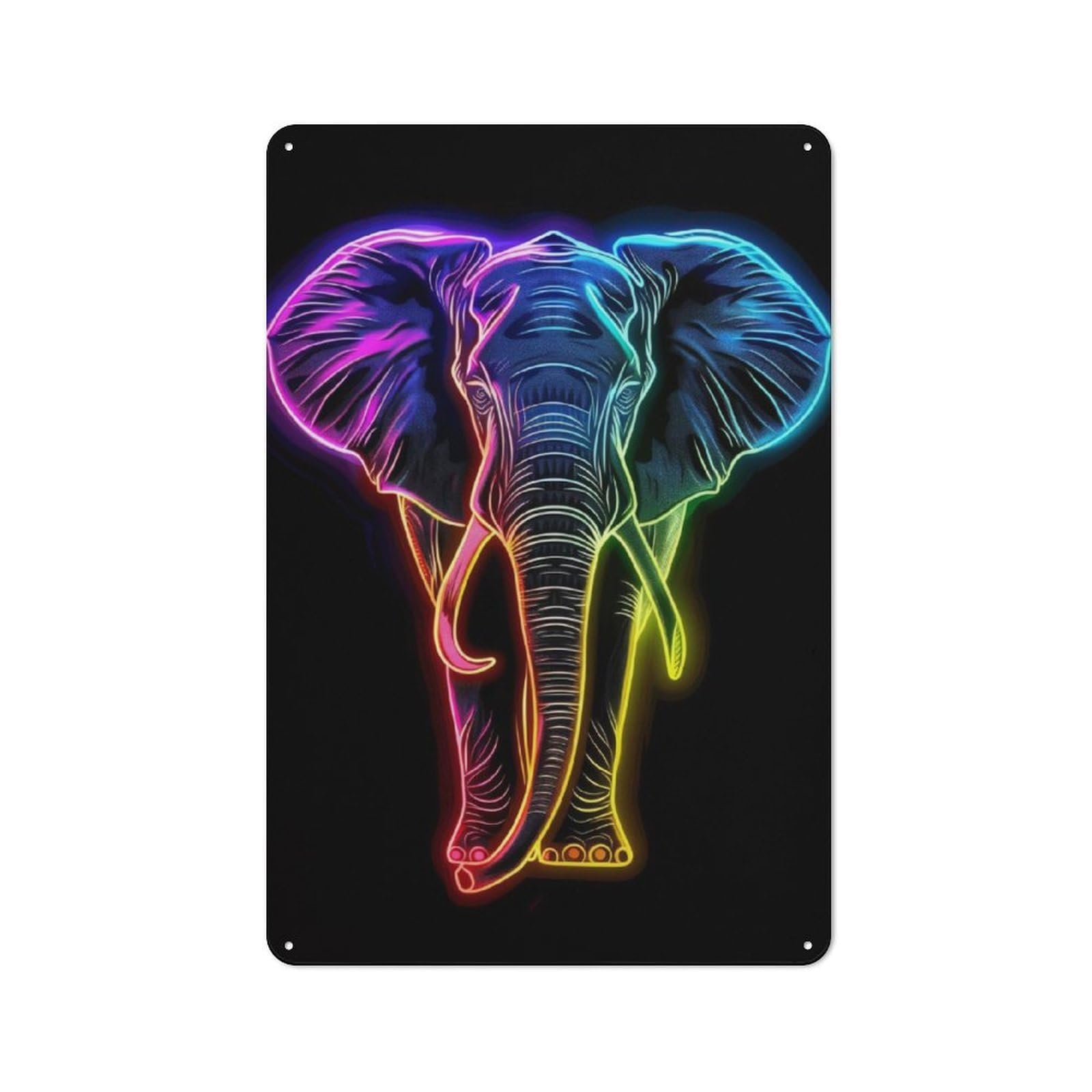 Junmoney Elephant Neon Animal Retro Tin Sign 30X20cm Featuring For Bar Or Restaurant, For Metal Sign Collectors, For Garage And Workshop Walls