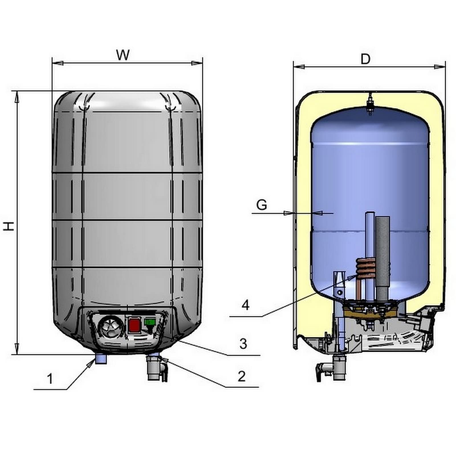 G2 Energy Systems Eldom-15L 15 Liter elektrischer ÜBERTISCH Warmwasserspeicher - modern, B, 7 bar, 2000 Watt, 230V, Wandmontage, Schutzanode, stufenlose Temperaturregelung