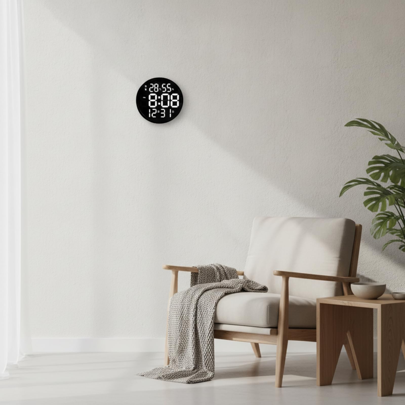 LOVIVER Orologio Elettronico Orologio da Parete Orologio Digitale Orologio LED Senza Ticchettio in Plastica E Acrilico con Schermo Segmentato Grande, Bianco, style to 2