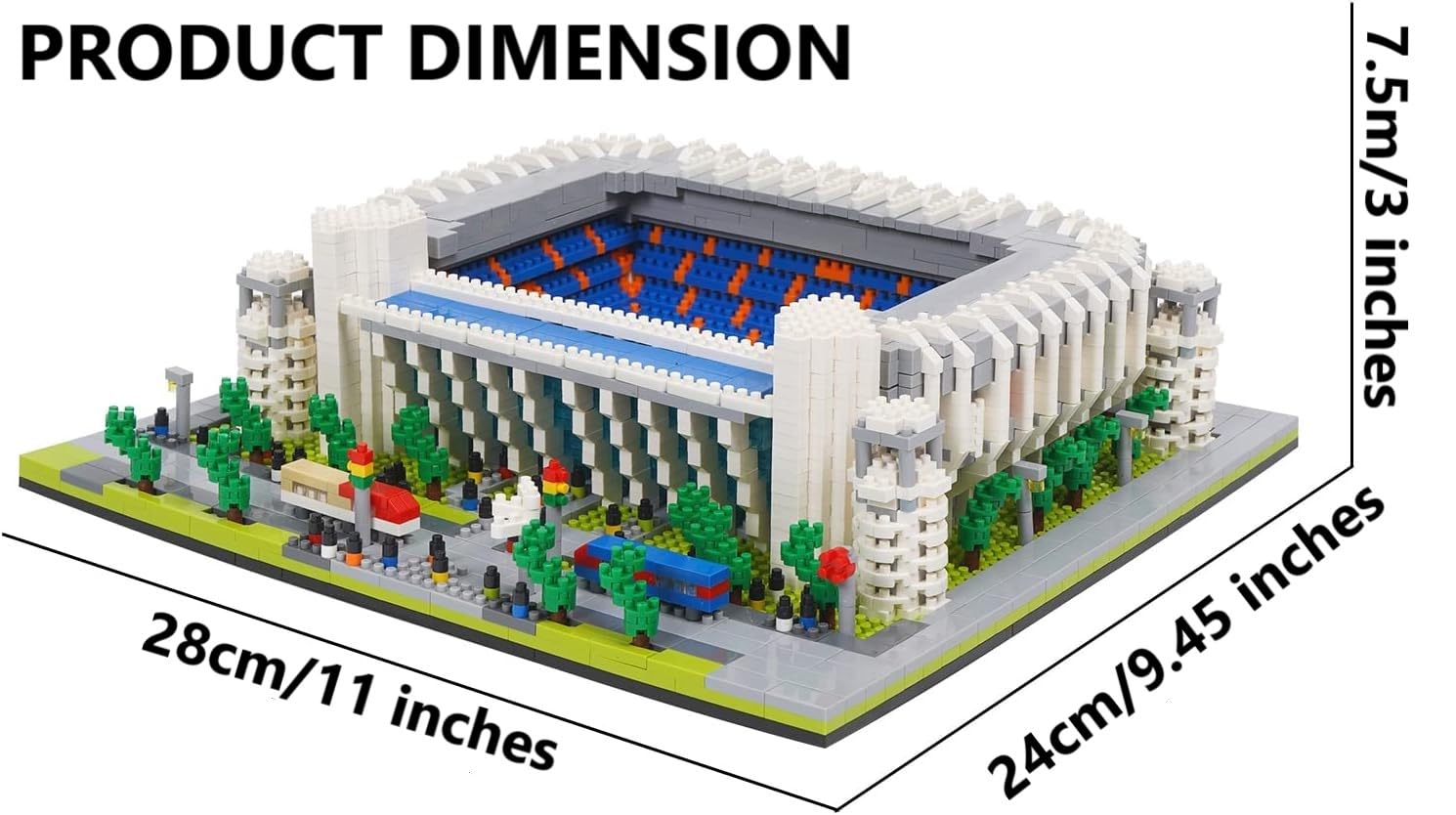 JEMPET Modelo de Estadio de Fútbol de Rompecabezas 3D para Armar con Nano Bloques - Más de 4000 Piezas (Bernabéu)