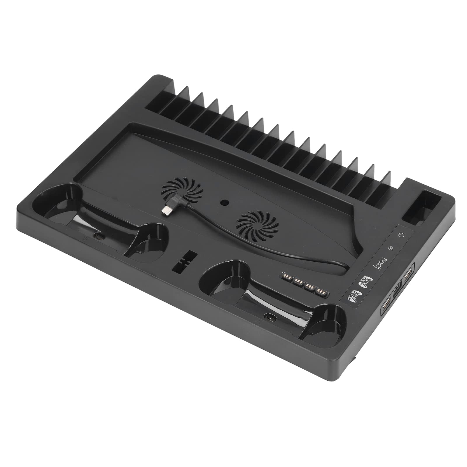 para Ventilador de Refrigeración PS5, para Soporte Vertical PS5 con Ventilador de Refrigeración, Estación de Carga con Cargador de Controlador Dual, Soporte para Auriculares,