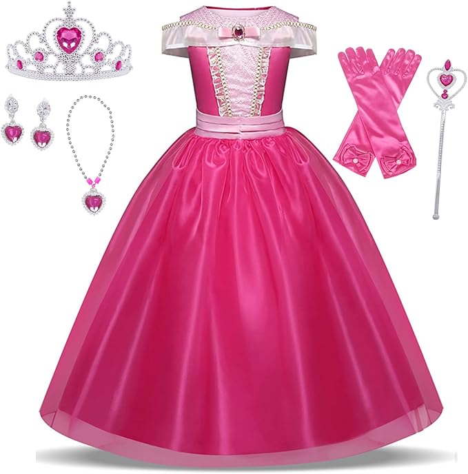 GJDAMFD Little Girls Elegant Pink Princess Dress up Clothes