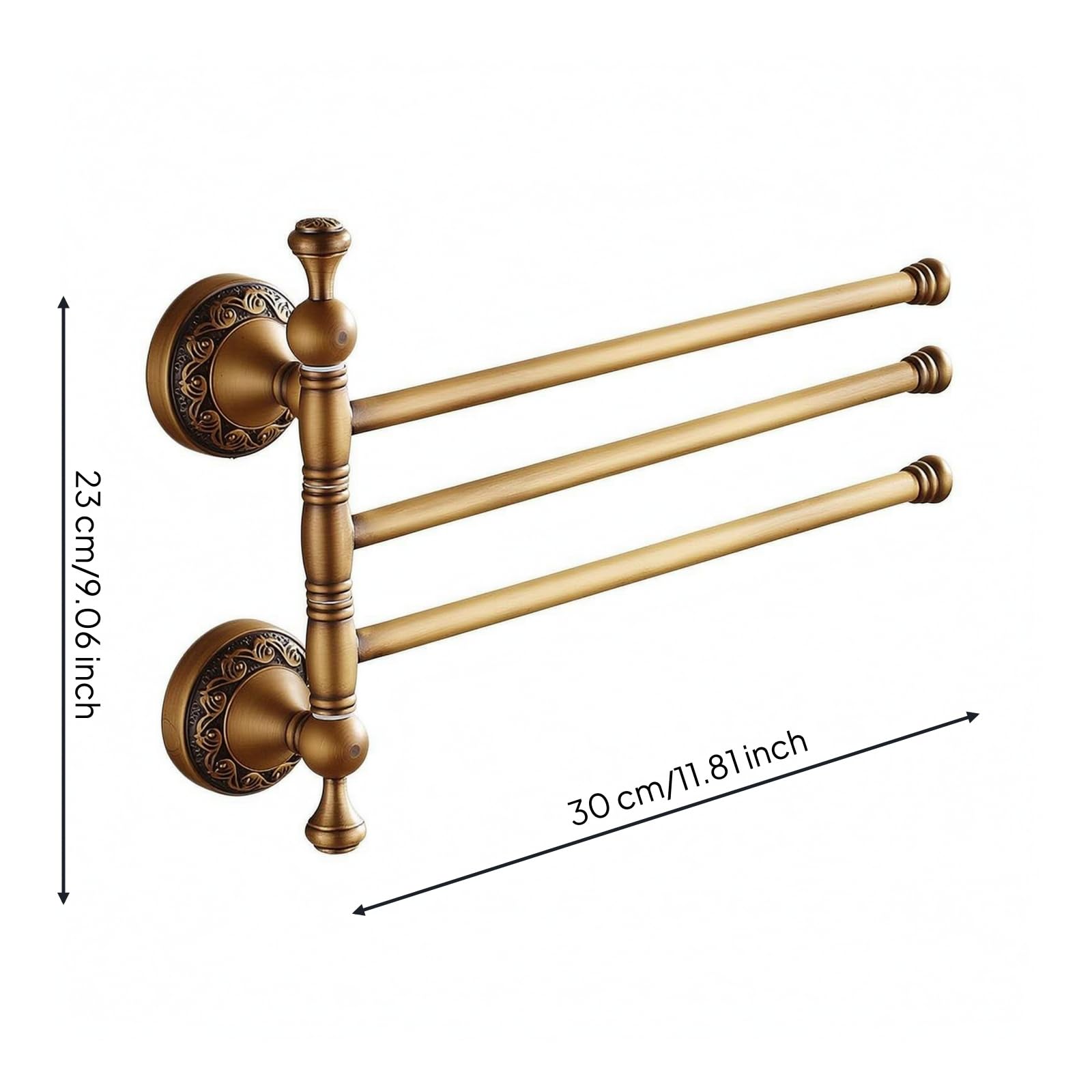 Toallero Giratorio 3 Brazos Vintage Toallero con 3 Brazos Antiguo Soporte para Baño, Aseo, Bronce Antiguo, Style to 1