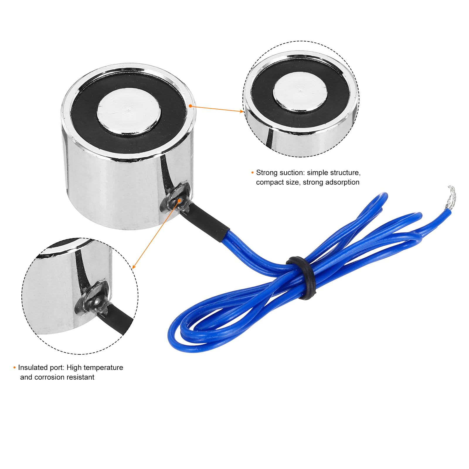 Electroimán Solenoide DC 12V 1.5W 17.6LB 8Kg Redondo 25x20mm