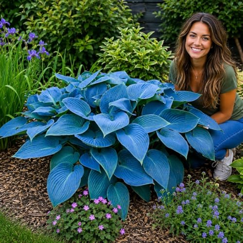 Blue Halcyon Hosta Live Starter Plant | Hardy Shade Loving Perennial | Blue Green Foliage Hosta for Garden Beds Borders & Containers (1 Plant)